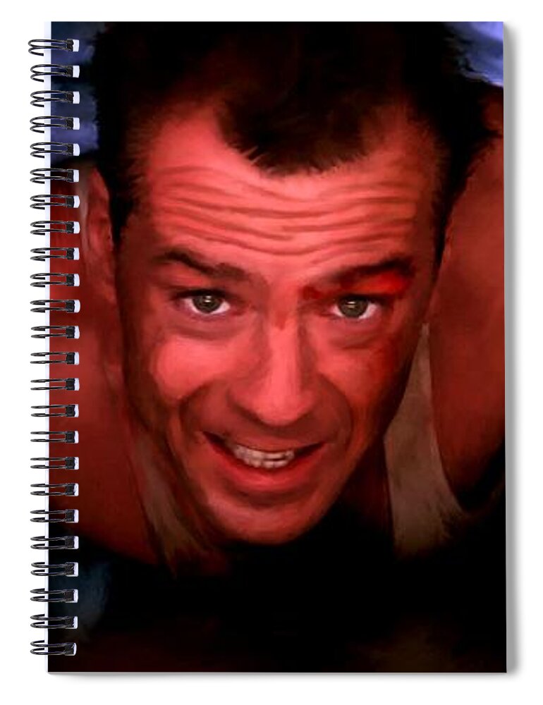 Die Hard Spiral Notebook featuring the digital art Bruce Willis in the film Die Hard - John McTiernan 1988 by Gabriel T Toro