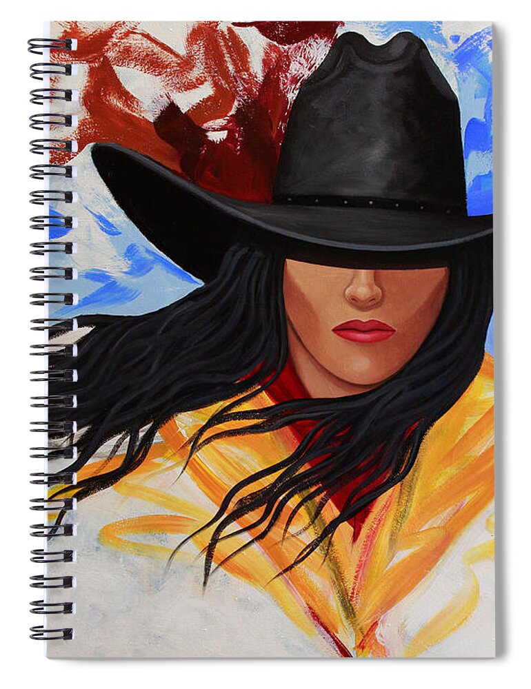 Cowgirl Spiral Notebook featuring the painting Brushstroke Cowgirl #3 by Lance Headlee