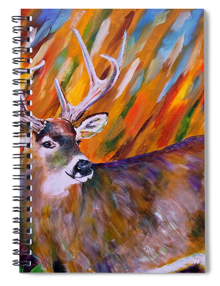 Deer Spiral Notebook featuring the painting Buck Late Fall by Karl Wagner