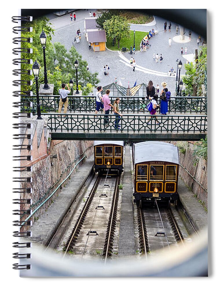 Budapest Spiral Notebook featuring the photograph Budapest Castle Hill Funicular by Pablo Lopez
