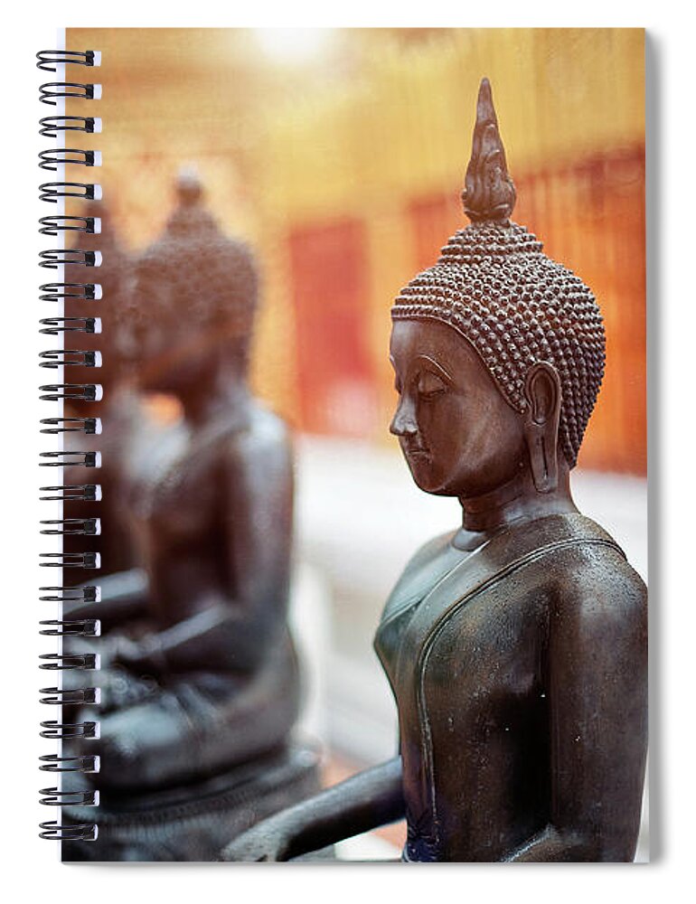 Statue Spiral Notebook featuring the photograph Buddha Statues In Wat Phra That Doi by Shan.shihan