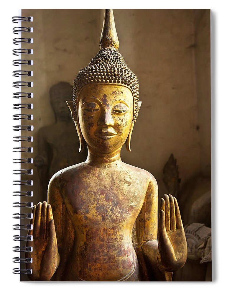 Buddha Spiral Notebook featuring the photograph Buddhist Statues G - Photograph by Jo Ann Tomaselli by Jo Ann Tomaselli