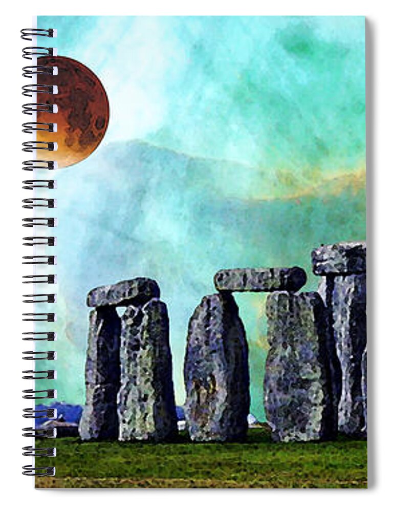 Stonehenge Spiral Notebook featuring the photograph Building A Mystery 2 - Stonehenge Art By Sharon Cummings by Sharon Cummings
