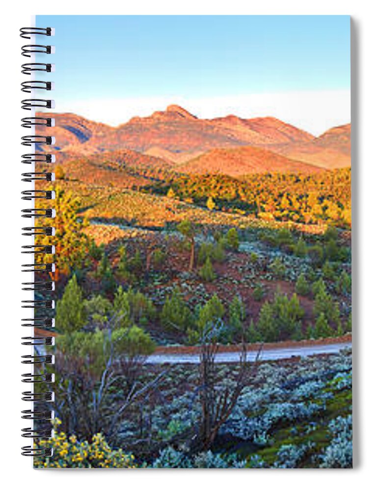 Bunyeroo Valley Flinders Ranges South Australia Australian Landscape Landscapes Pano Panorama Outback Early Morning Wilpena Pound Spiral Notebook featuring the photograph Bunyeroo Valley by Bill Robinson