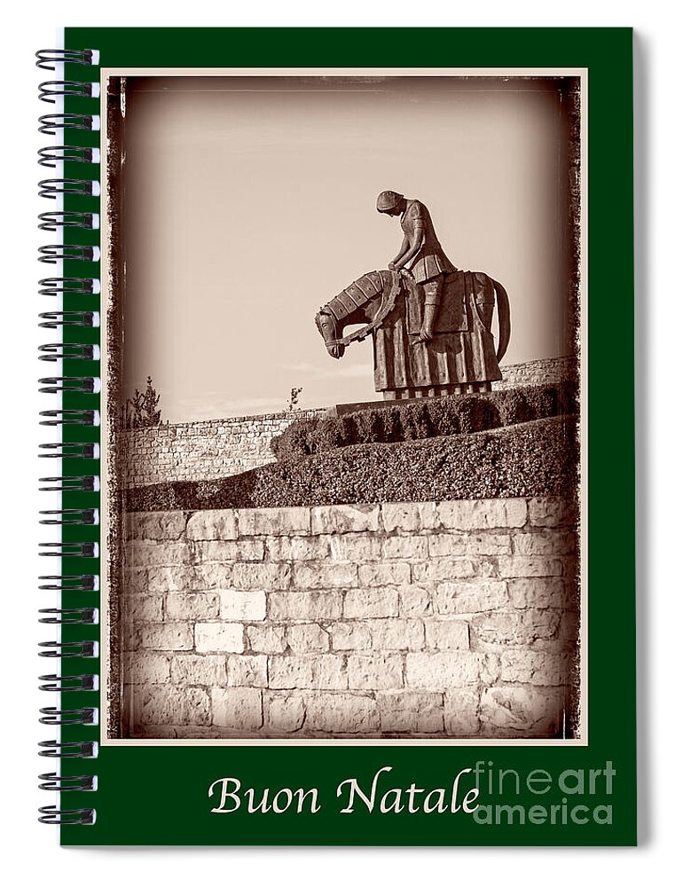 Italian Spiral Notebook featuring the photograph Buon Natale with St Francis by Prints of Italy