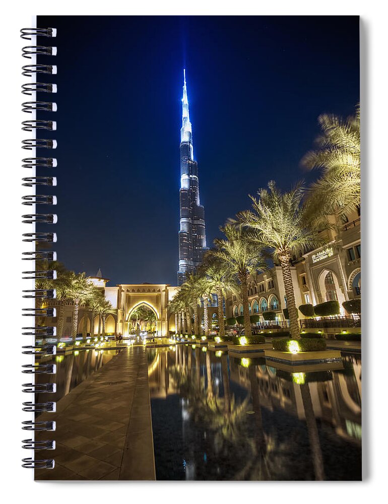Asia Spiral Notebook featuring the photograph Burj Khalifa Swoard by John Swartz