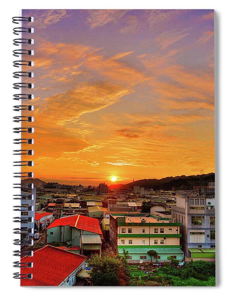 Taiwan Spiral Notebook featuring the photograph Burning Sky by Taiwan Nans0410