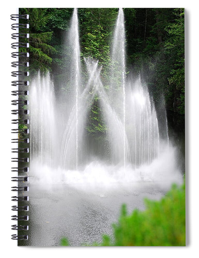 Butchart Gardens Waterfalls Spiral Notebook featuring the photograph Butchart Gardens Waterfalls by Lisa Phillips