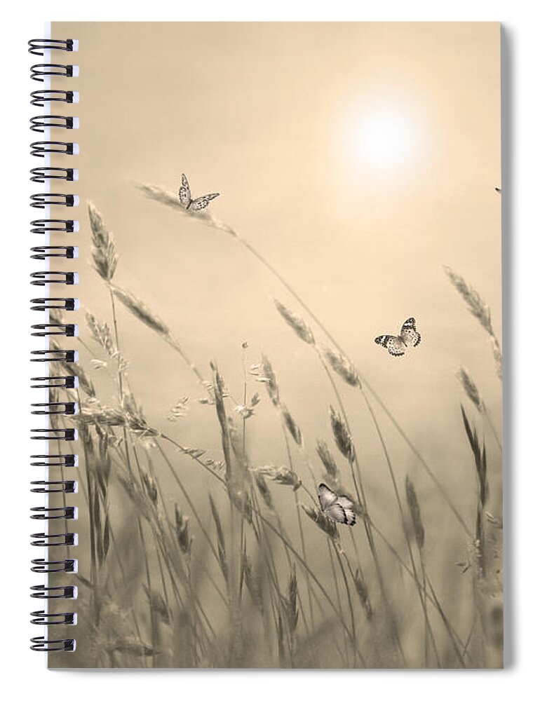 Butterflies Spiral Notebook featuring the digital art Butterflies by Nina Bradica
