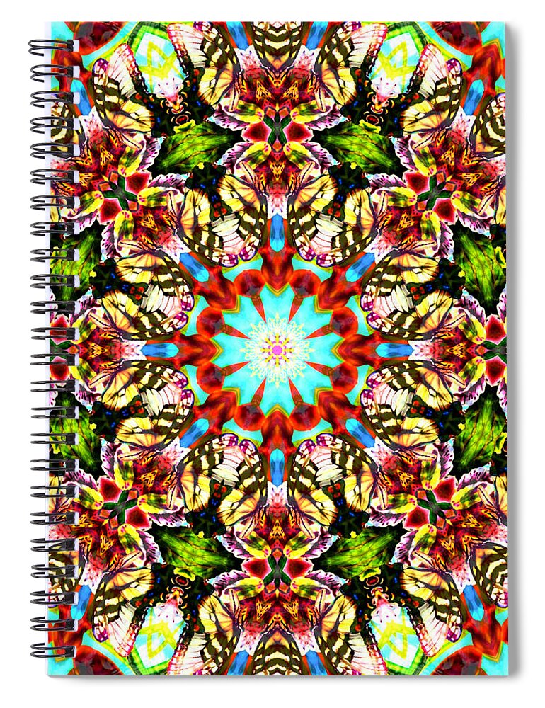 Kaleidoscope Spiral Notebook featuring the digital art Butterfly Ball No 4 by Charmaine Zoe
