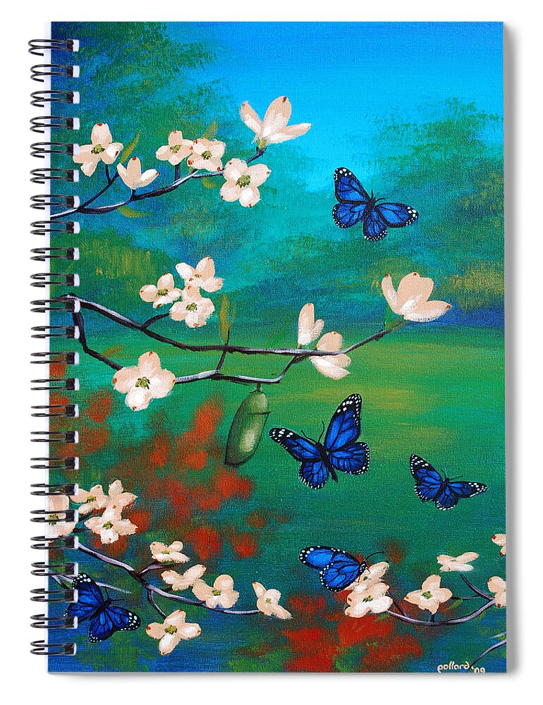Butterfly Spiral Notebook featuring the painting Butterfly Blue by Glenn Pollard