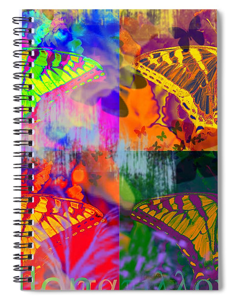 Butterfly Spiral Notebook featuring the digital art Butterfly pet by Elaine Berger