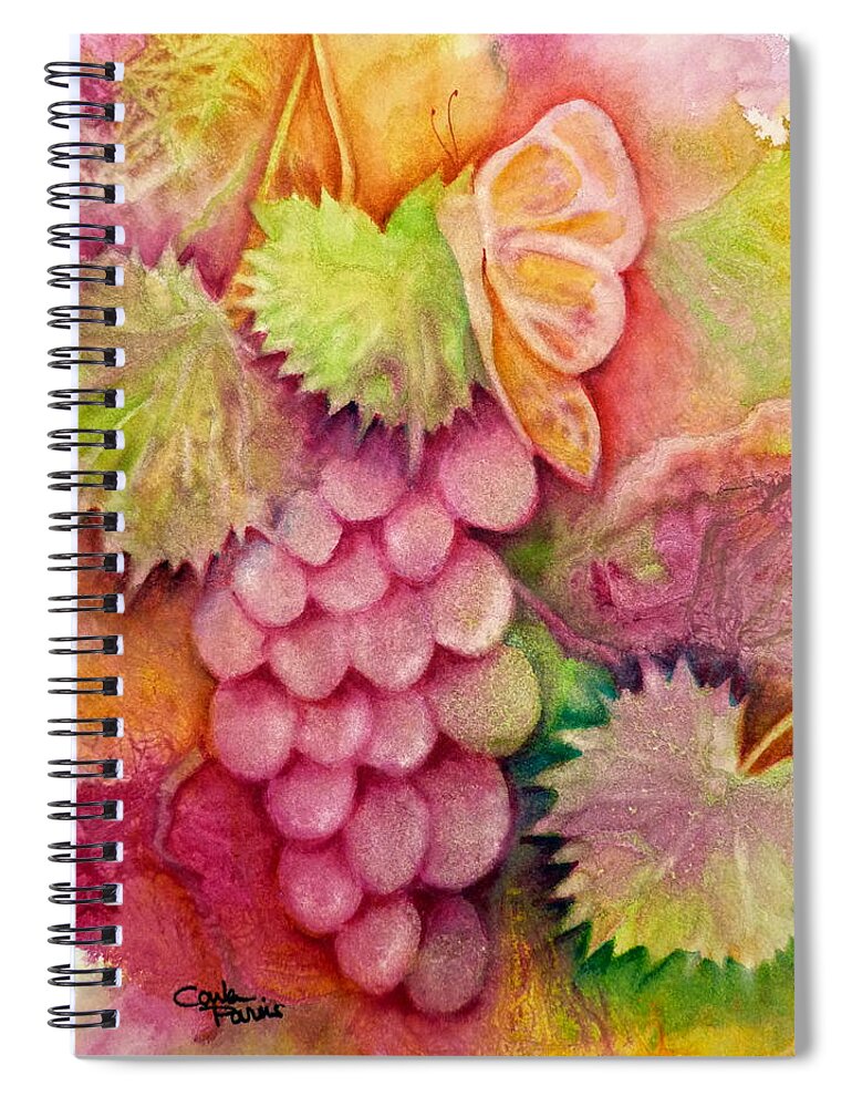 Butterfly Spiral Notebook featuring the painting Butterfly with Grapes by Carla Parris