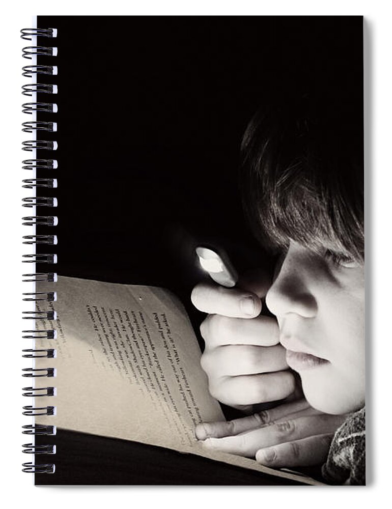 Boy Spiral Notebook featuring the photograph By the Light by Melanie Lankford Photography