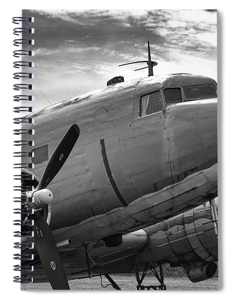Aviation Spiral Notebook featuring the photograph C-47 Skytrain by Guy Whiteley