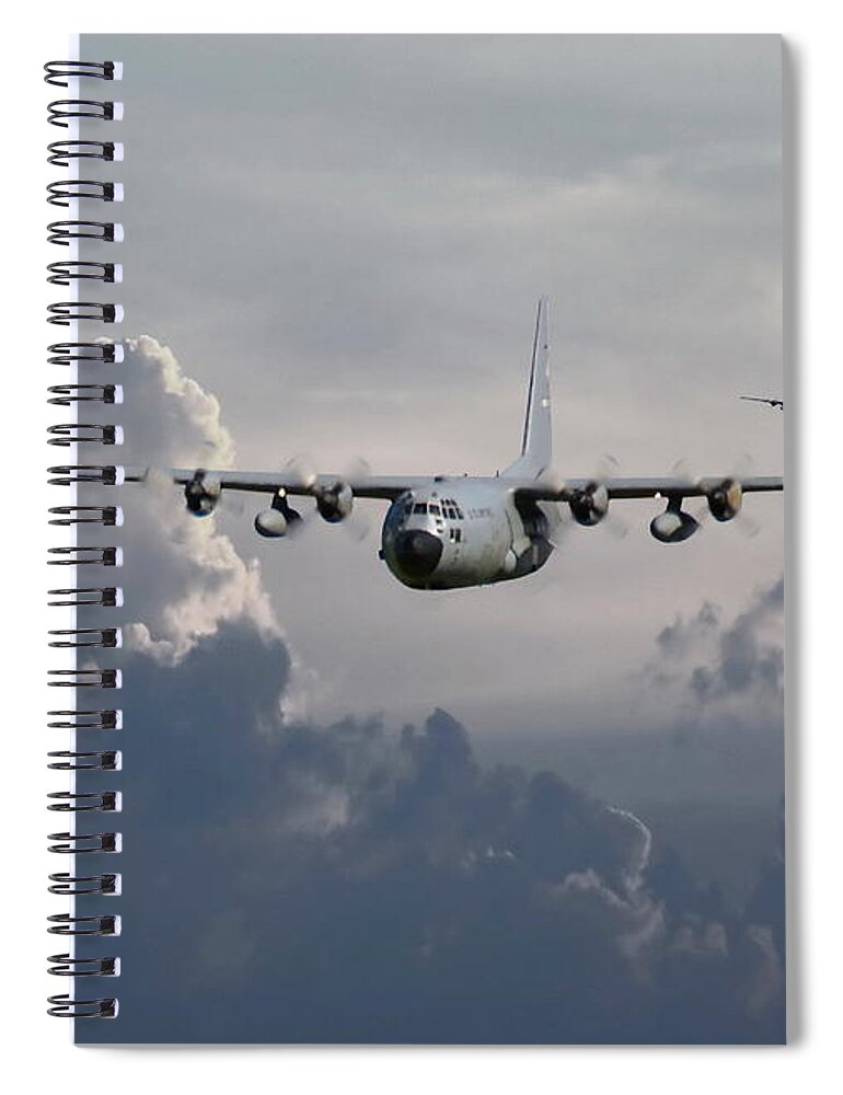 Aircraft Spiral Notebook featuring the digital art C130 Hecules  In Trail by Pat Speirs