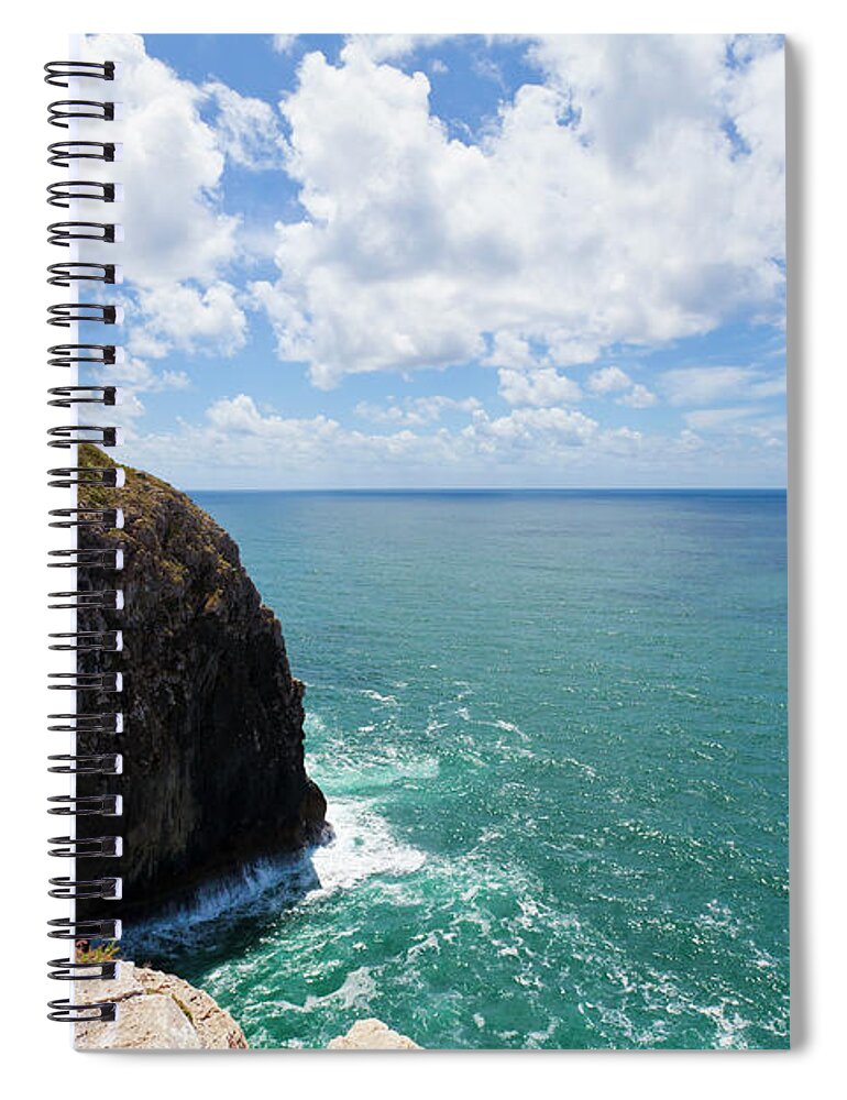 Algarve Spiral Notebook featuring the photograph Cabo Sao Vicente Lighthouse, Sagres by Werner Dieterich