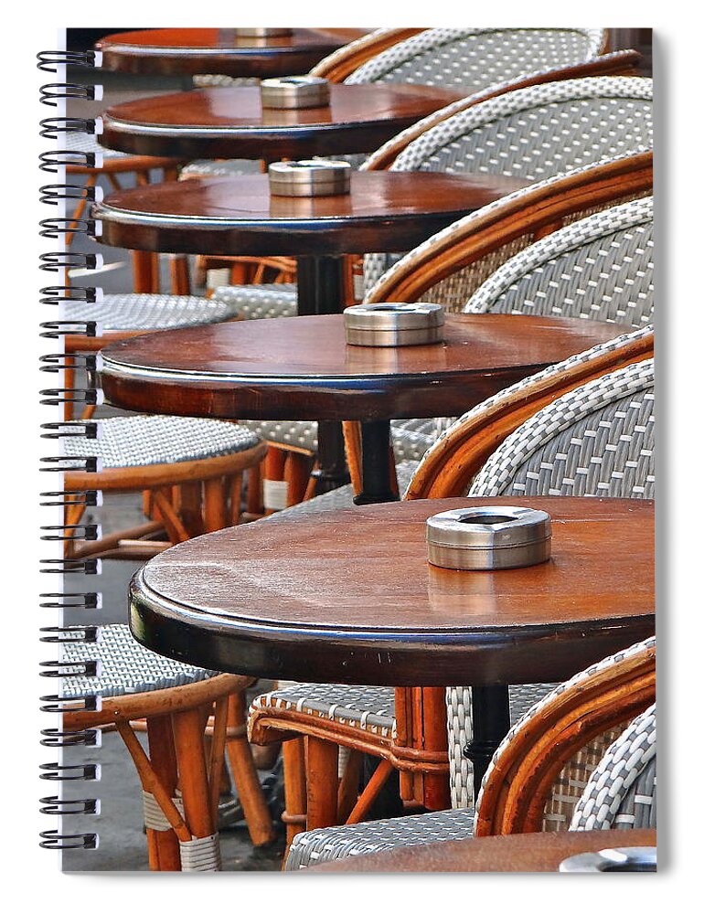 Paris Spiral Notebook featuring the photograph Cafe Janine by Ira Shander
