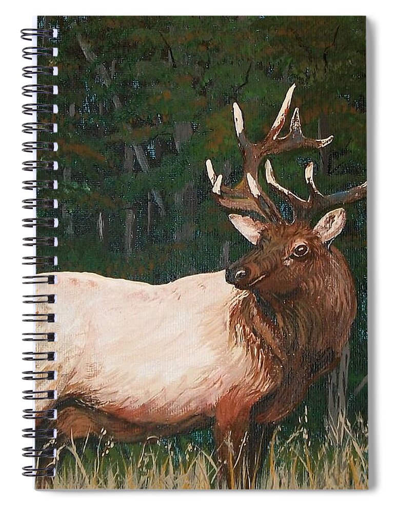 Caifornia Spiral Notebook featuring the painting California Bull Elk by Sharon Duguay