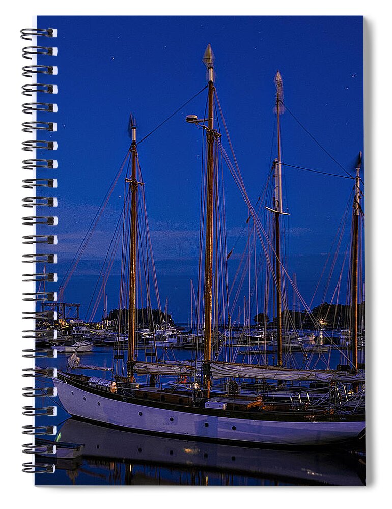 Camden Maine Spiral Notebook featuring the photograph Camden Harbor Maine at 4AM by Marty Saccone