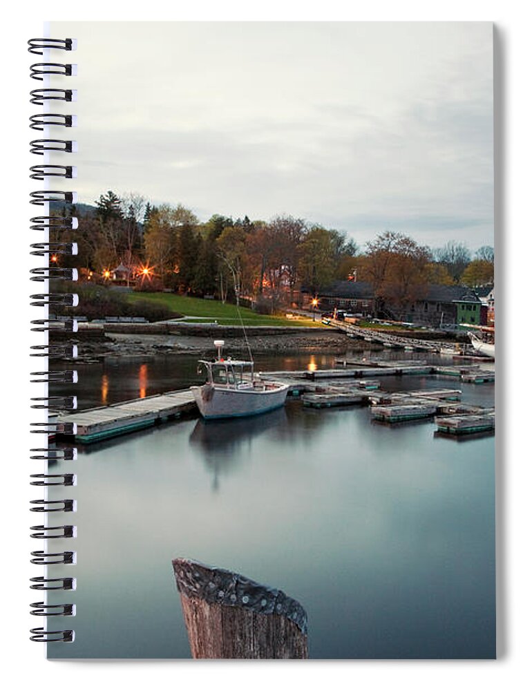 Camden Spiral Notebook featuring the photograph Camden Harbor, Maine At Twighlight by Chris Bennett