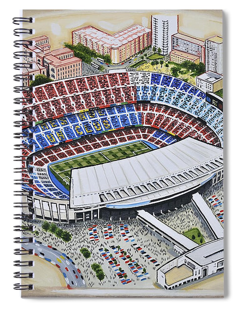 Art Spiral Notebook featuring the painting Camp Nou - Barcelona FC by D J Rogers
