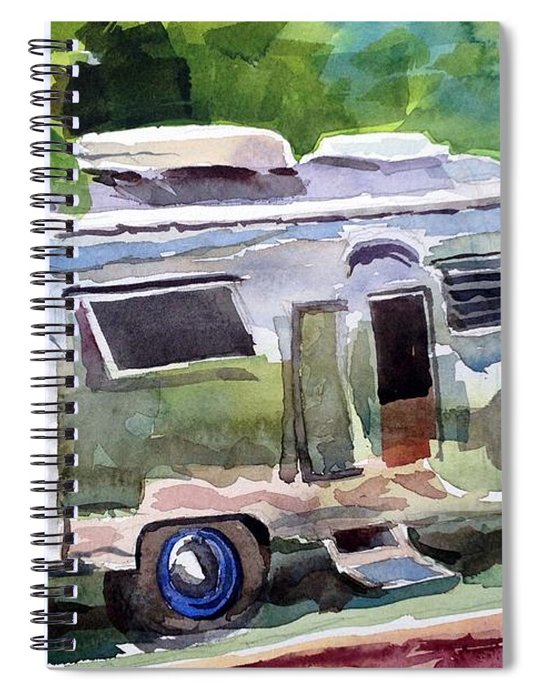 1962 Airstream Spiral Notebook featuring the painting Camping In Style by Spencer Meagher
