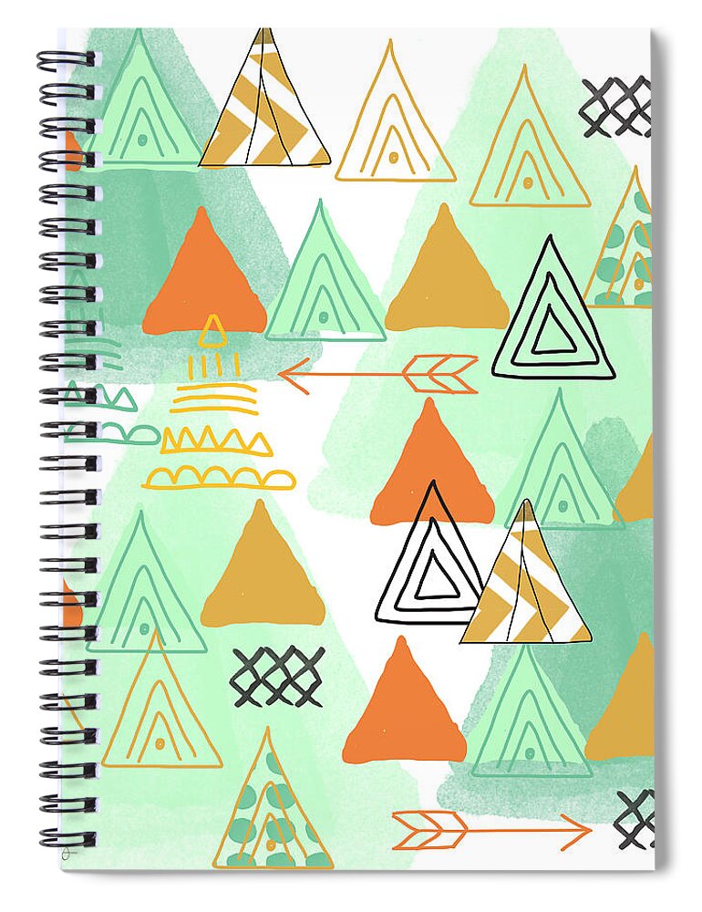 Teeepee Spiral Notebook featuring the painting Camping by Linda Woods