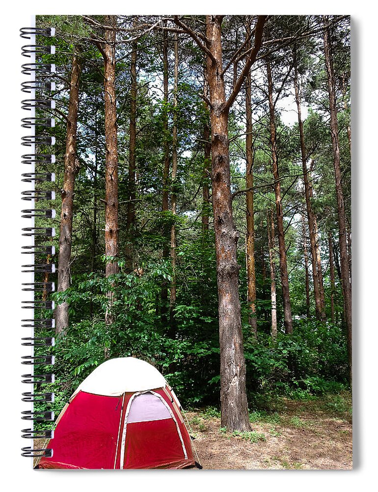 Campfire Spiral Notebook featuring the photograph Campsite Near Holland State Park by Lars Lentz