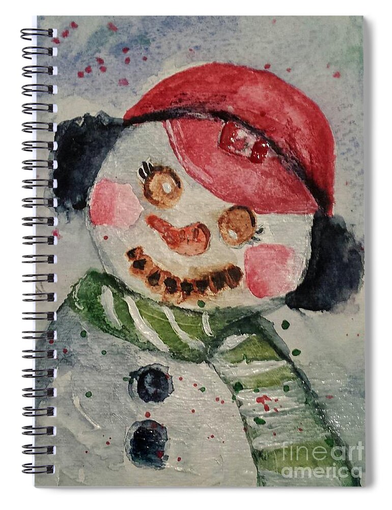 Frosty Spiral Notebook featuring the painting Canadian Snowman by Sherry Harradence