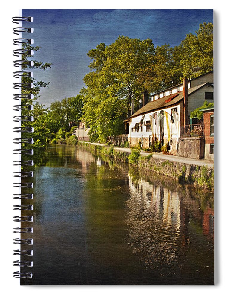 Lambertville Spiral Notebook featuring the photograph Canal along the Porkyard by Debra Fedchin