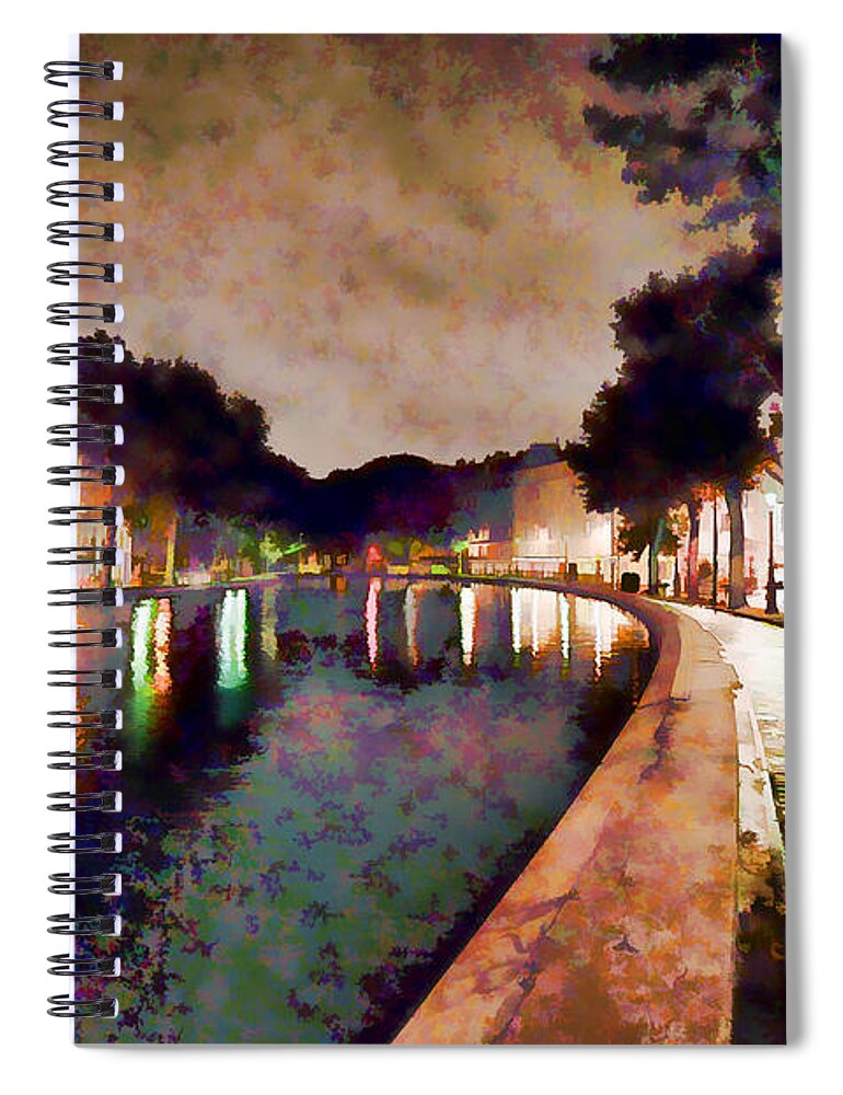 Paris Spiral Notebook featuring the photograph Canal Saint Martin Nightfall by Allan Van Gasbeck