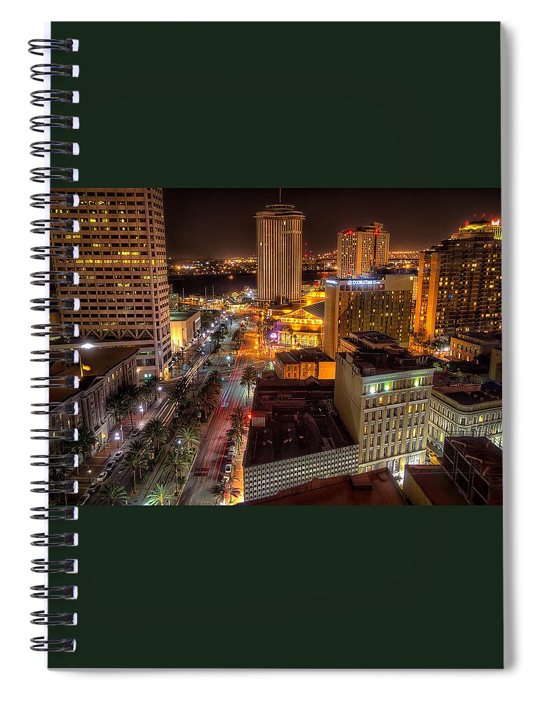 Tcanal Street Spiral Notebook featuring the photograph Canal Street at Night by Tim Stanley