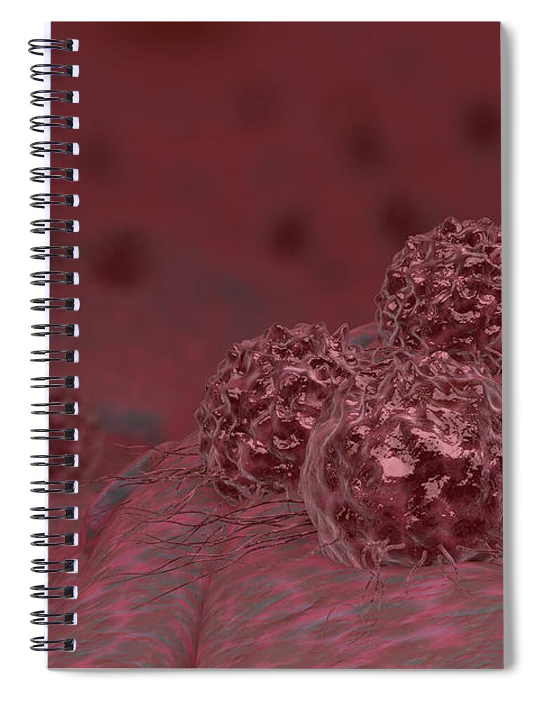 3-d Spiral Notebook featuring the photograph Cancer Cells, Illustration by Ella Marus Studio