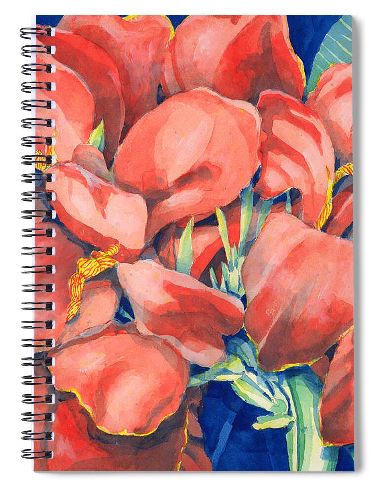 Canna Spiral Notebook featuring the painting Cannas by Pauline Walsh Jacobson