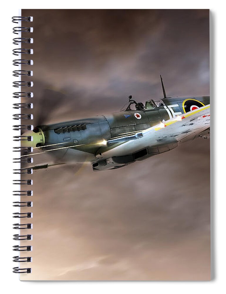 Supermarine Spitfire Spiral Notebook featuring the digital art Cannons Blazing by Airpower Art