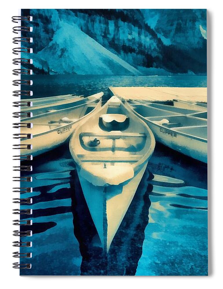 Alberta Spiral Notebook featuring the photograph Canoes by Edward Fielding