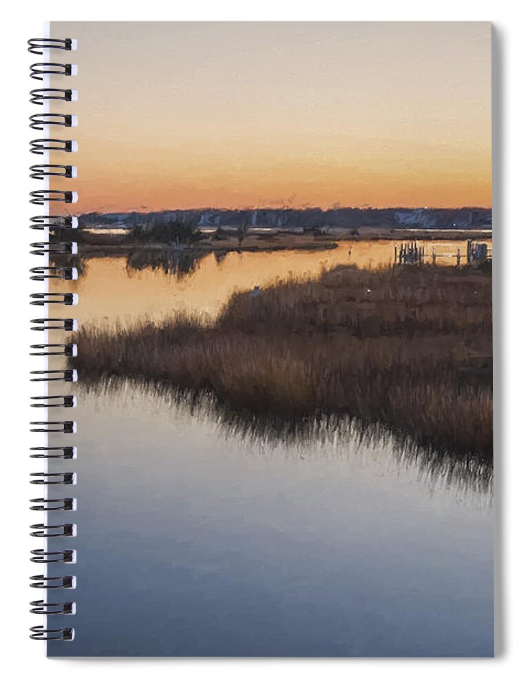 Cape Cod Spiral Notebook featuring the mixed media Cape Cod Sunset by Jean-Pierre Ducondi