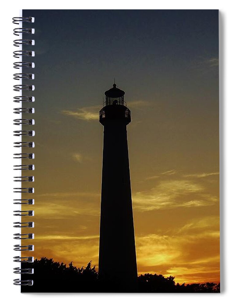 Lighthouse Spiral Notebook featuring the photograph Cape May Lighthouse at Sunset by Ed Sweeney