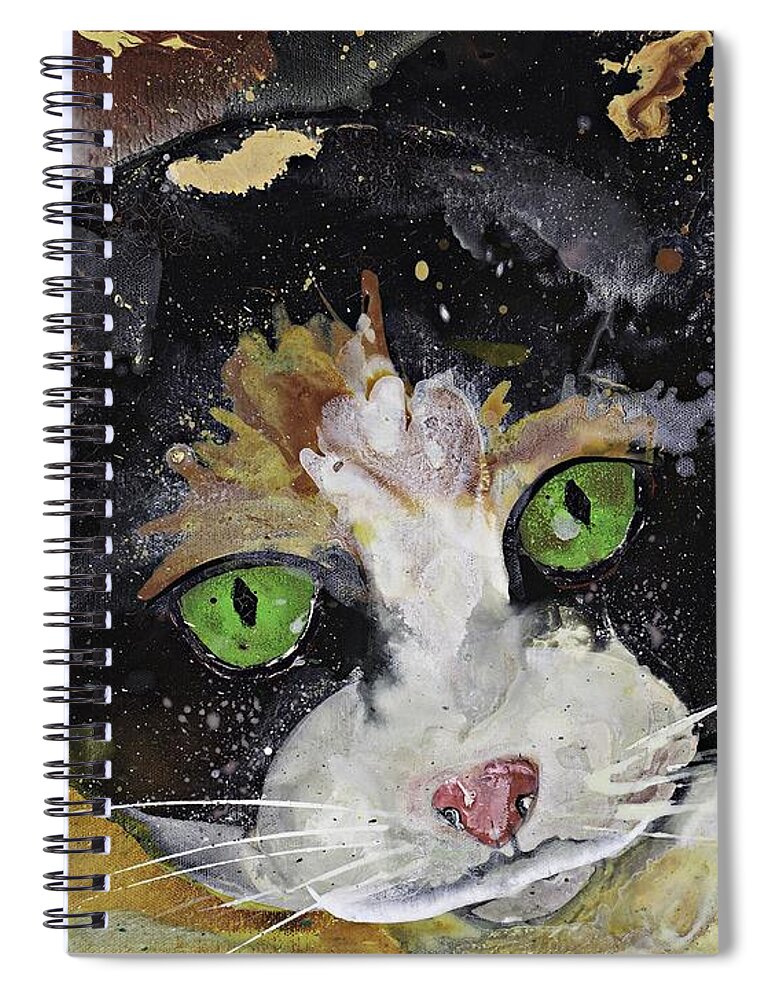 Cat Spiral Notebook featuring the painting Cappy by Kasha Ritter