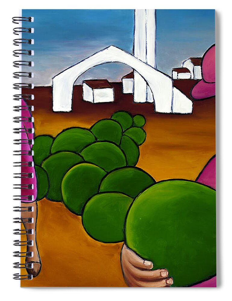 Mediterranean Melon Spiral Notebook featuring the painting Cardinal With Melons by William Cain