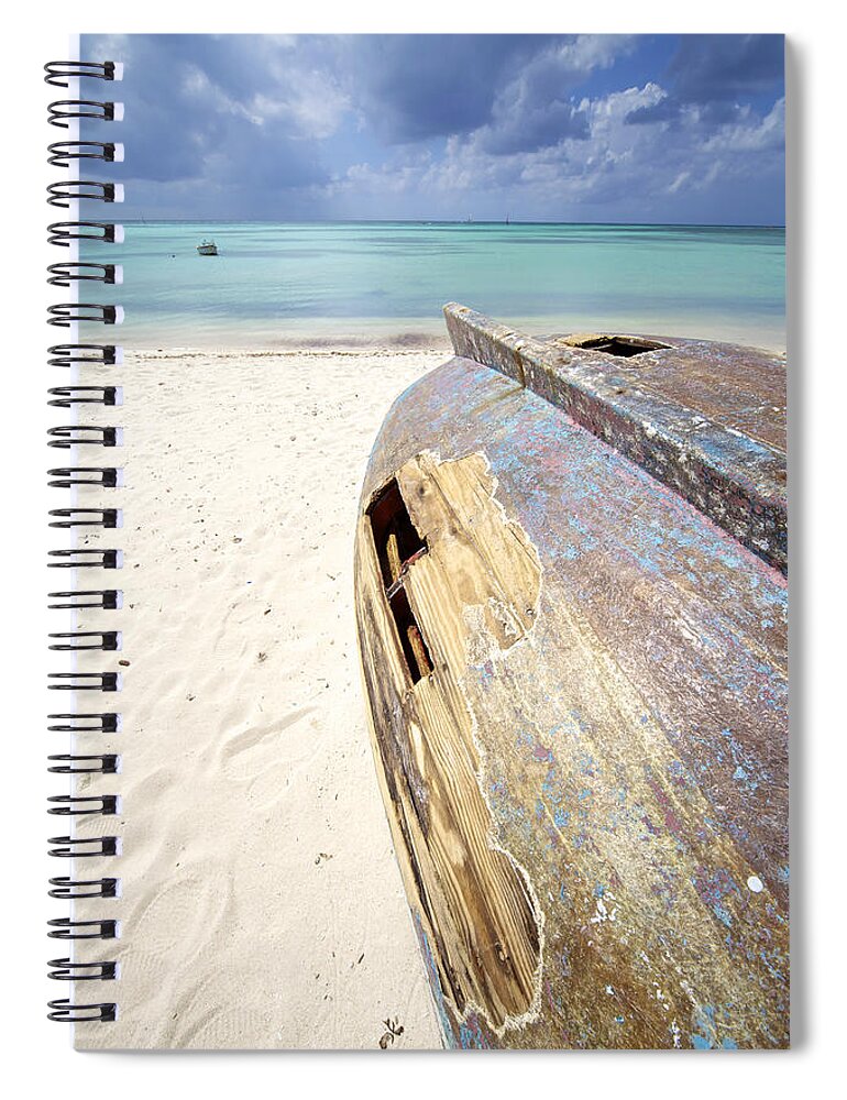 Aruba Spiral Notebook featuring the photograph Caribbean Shipwreck by David Letts