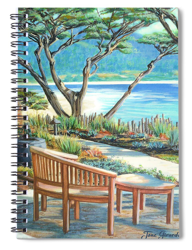 Carmel Spiral Notebook featuring the painting Carmel Lagoon View by Jane Girardot