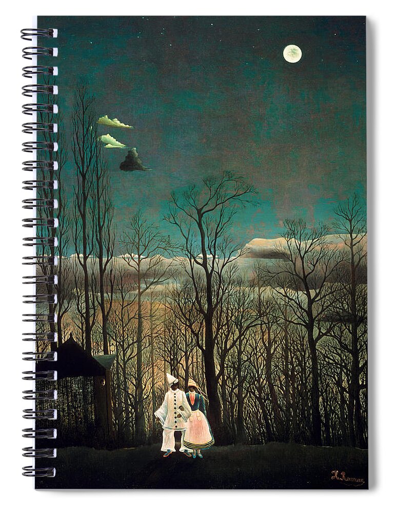 Henri Rousseau Spiral Notebook featuring the painting Carnival Evening by Henri Rousseau