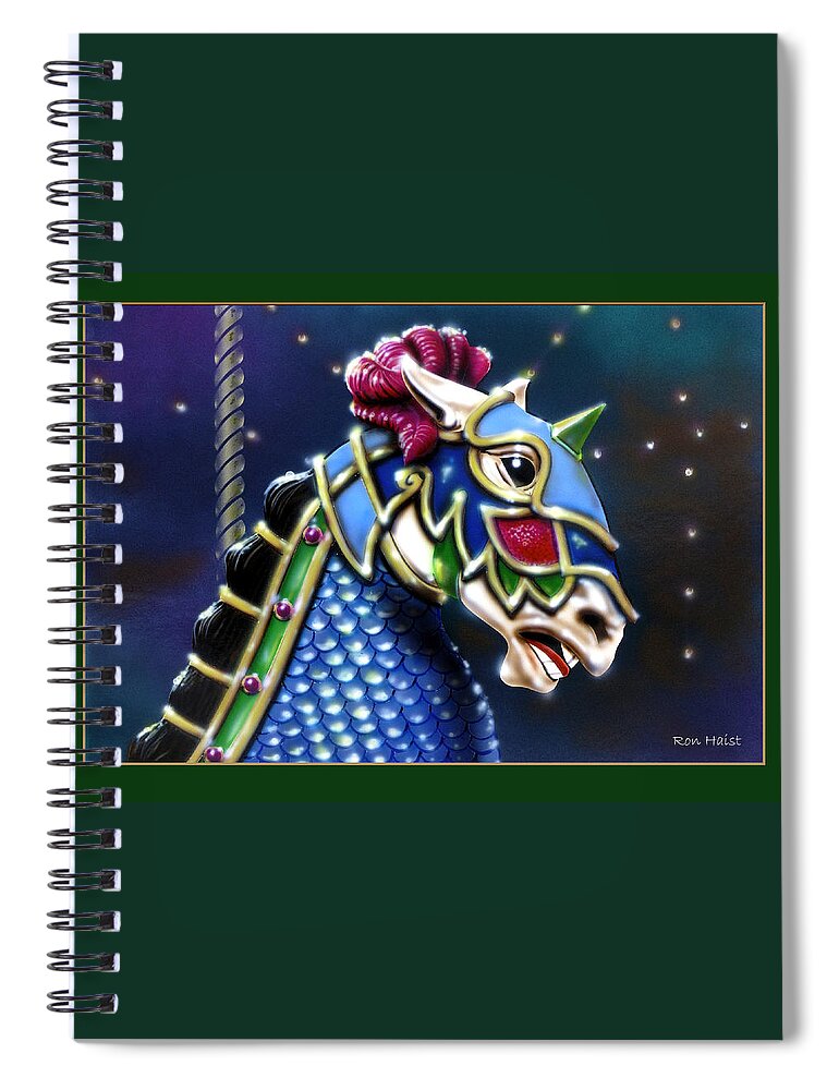 Carosel Spiral Notebook featuring the painting Carosel Horse by Ron Haist