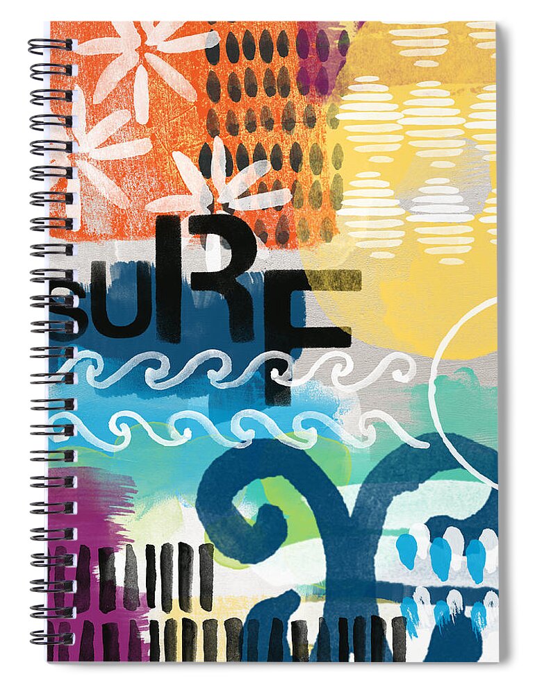 Surf Spiral Notebook featuring the painting Carousel #7 SURF - contemporary abstract art by Linda Woods