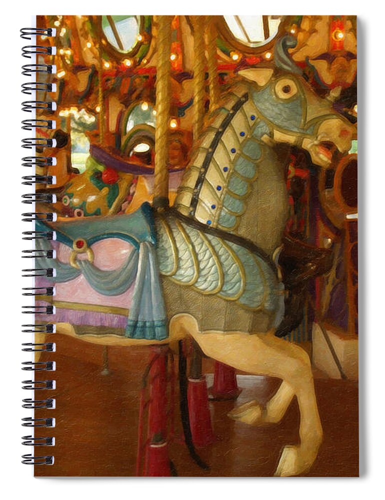 Carousel Spiral Notebook featuring the painting Carousel Horse 196244 by Dean Wittle