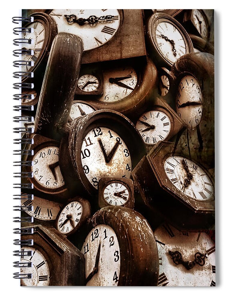 Clocks Time Vintage Spiral Notebook featuring the photograph Carpe Diem - Time for Everyone by Daliana Pacuraru
