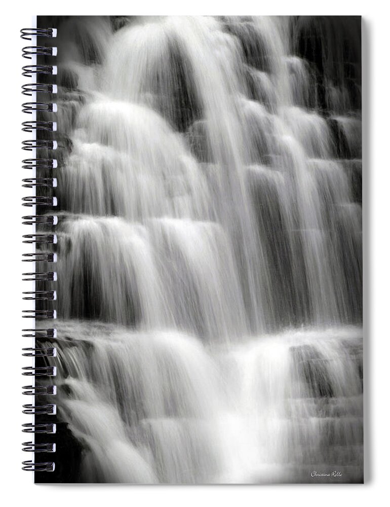 Waterfall Spiral Notebook featuring the photograph Waterfall Black And White by Christina Rollo