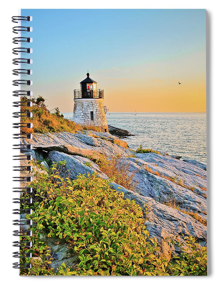 Castle Spiral Notebook featuring the photograph Castle Hill Lighthouse 1 Newport by Marianne Campolongo